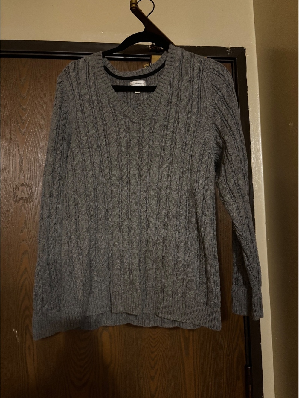 Gray Croft & Barrow Chunky Cable-Knit Cotton Fall Sweater- Size XL
